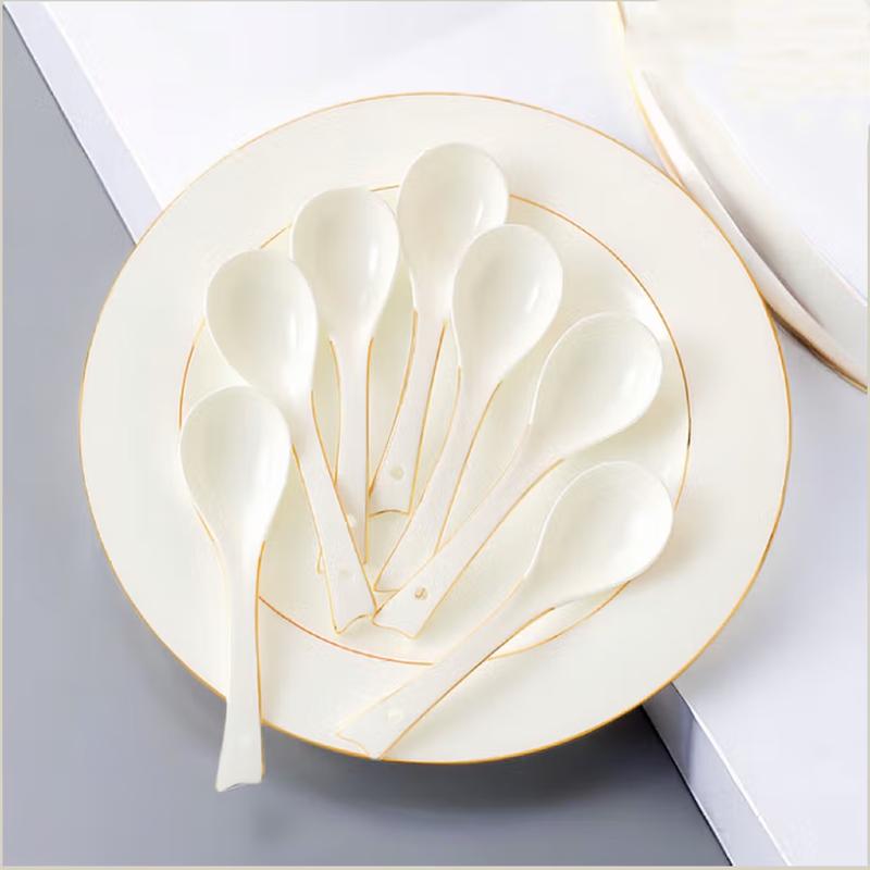 Creative Ceramic Gold-Trimmed Spoon