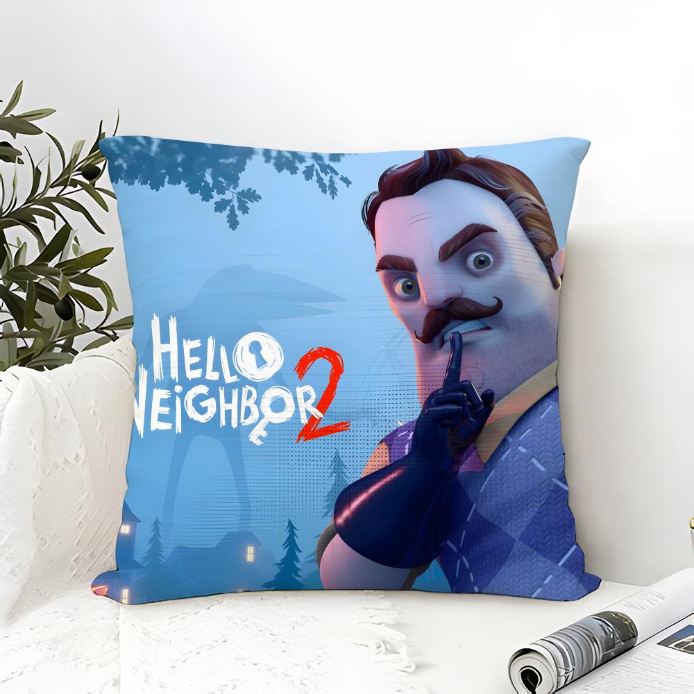 Lustiges Horrorspiel H-Hello Neighbor 2 Kissenbezug Leinen Kissenbezug Sofa Heimdeko Kissenhülle Kissenbezug