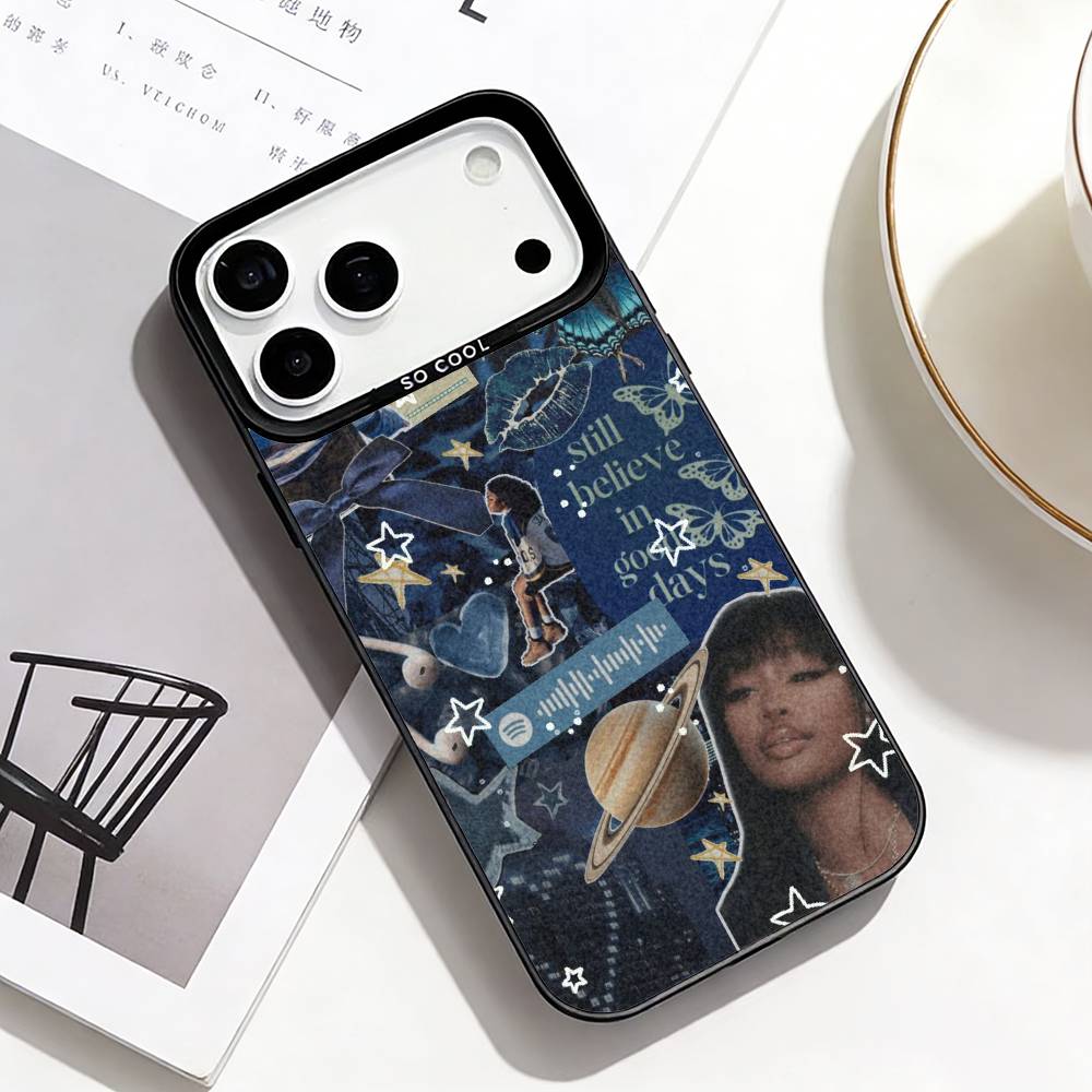

S-SZA Ins-Style Singer Phone Case For iPhone17,16,15,14,13,12,Pro Max Black Colorful Phone case iPhone16