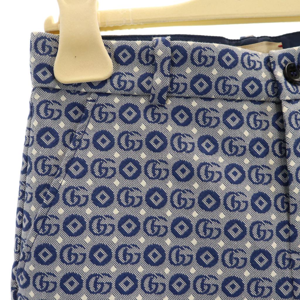 Gucci Made In Italy Total Logo Long Pants 8 Navy With Hanger Kid's Used