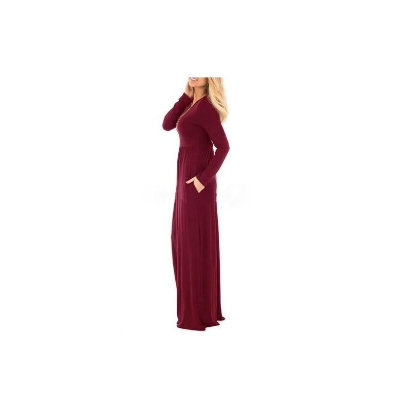 Elegant Women's Casual Long Maxi Dress With Long Sleeves For Evening Parties