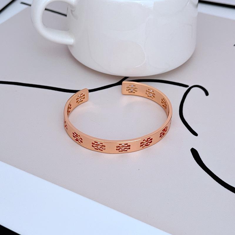 Chic European & American Luxury Metal Bangle with Hollow English Letters