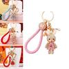 Cute Creative Metal Rabbit Keychain With Rhinestone Flower Dress For Women Gifts