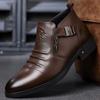 Stivali Eleganti Invernali da Uomo alla Caviglia Antiscivolo Scarpe Britanniche con Zip Nera Cavaliere Punteggiati Punk Stivaletti con Plateau Botas