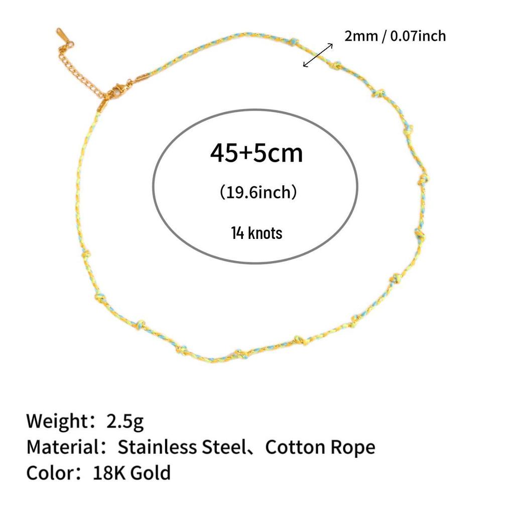 Colorful Dopamine Hot Girl Beach Necklace - European & American Style Cotton Rope Chain