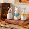 Påskkeramikkaninfigur Mini Blomma Kaninstaty Vår Påsk Hem Kontor Semesterfest Dekoration Prydnad