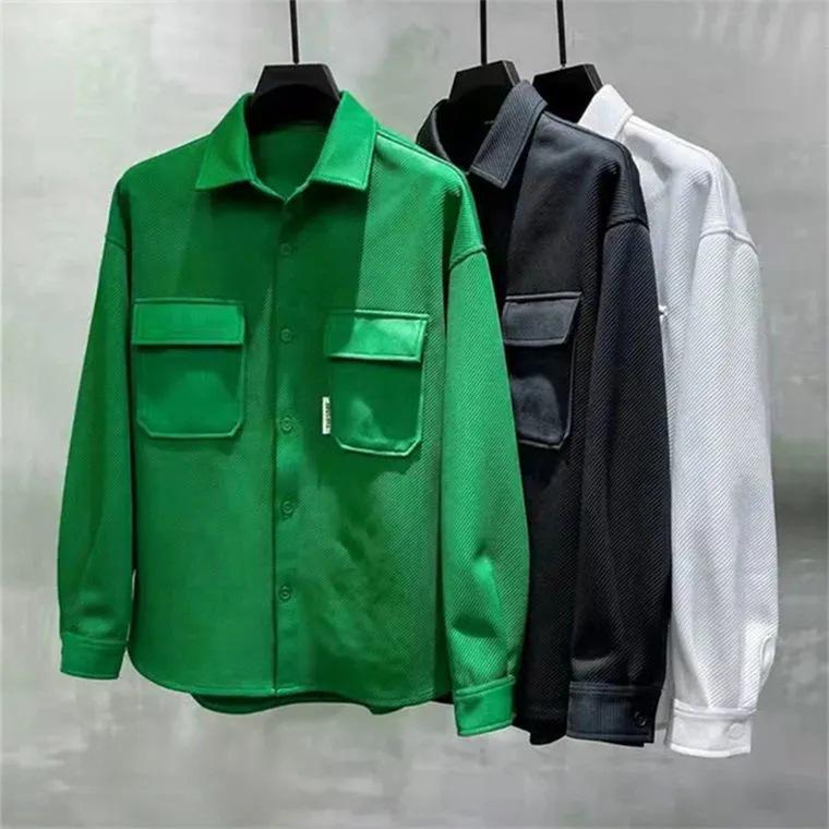 Men's Fashion Casual Lapel Shirt Jacket - Trendy, Loose Knit Design for Autumn