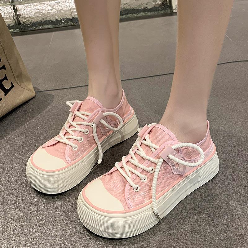 Platform Canvas Shoes Women's Summer New Versatile Retro Breathable Heightening Student Leisure Sports Board Shoes