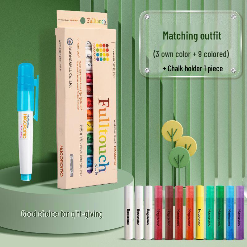 Feather Robe Dustless Chalk Set: White & Red Chalk with Anti-Stain Holder for Teacher and Children Use
