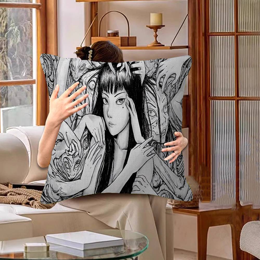 Japanese Junji Ito Tomie Pillow Gift Home Office Decoration Bedroom Sofa Car Cushion Cover Case 45X45