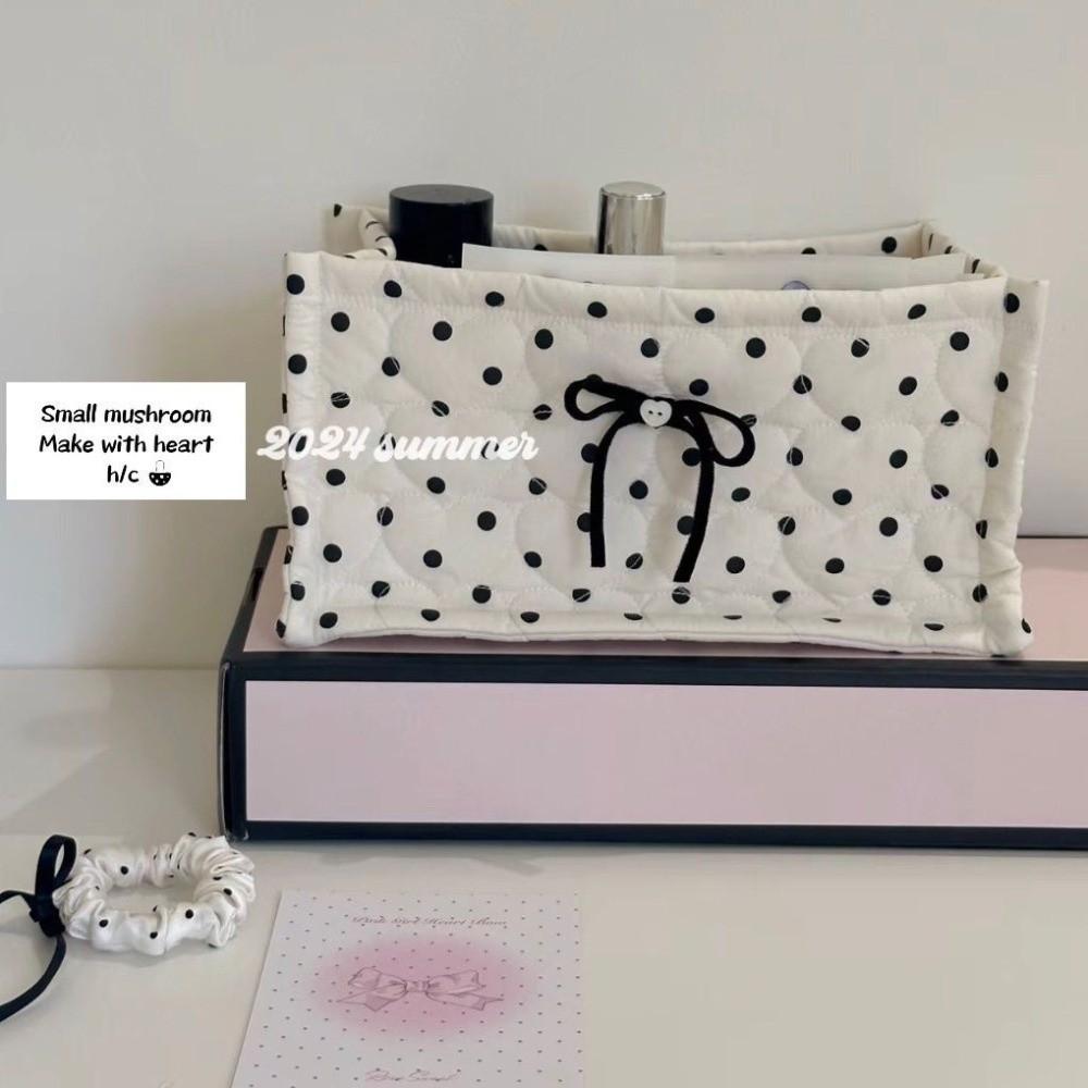 Cute Rectangle Storage Basket Quilted Cotton Desktop Storage Box Stripe Bow Large Capacity Sundries Toy Organizer Home Supplies