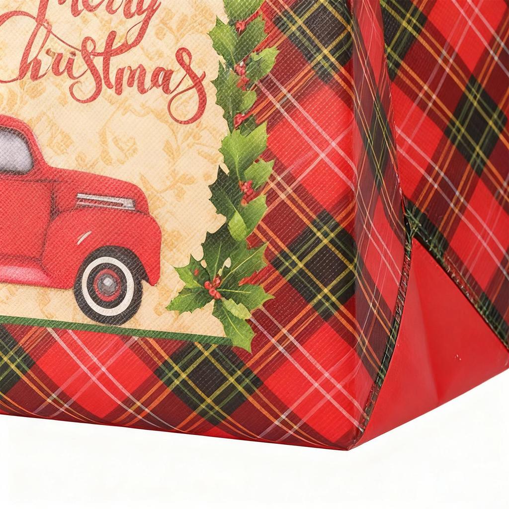 Reusable Christmas Bags 12 Pieces Non Woven Festive Wrapping Sacks Christmas Treat Bags With Handles For Party Favors Treat