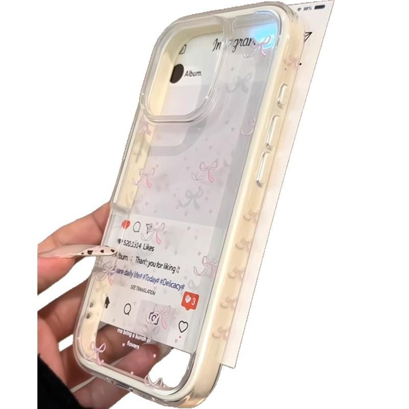 Suitable for iphone11 mobile phone case ins contrasting color two-in-one 11plus transparent Korean love bow 11