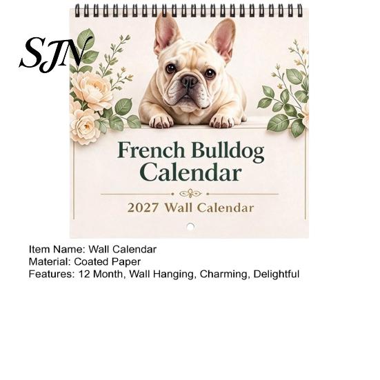 2027 Wall Calendar French Bulldogs Calendar, Jan.2027 - Dec.2027 12 Monthly Planner, Cute Thick Paper Planner Dogs Hanging for Home Office, Gifts Dog