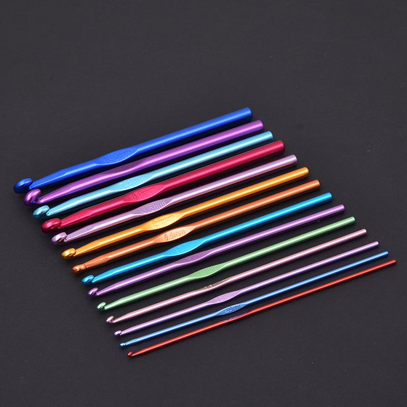 Anodized Aluminum Single Head Crochet Hook Set for DIY Knitting Projects