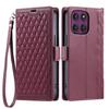 For Motorola Moto G56 5G Leather Case Rhombus Texture Wallet Stand Phone Cover with Wrist Strap