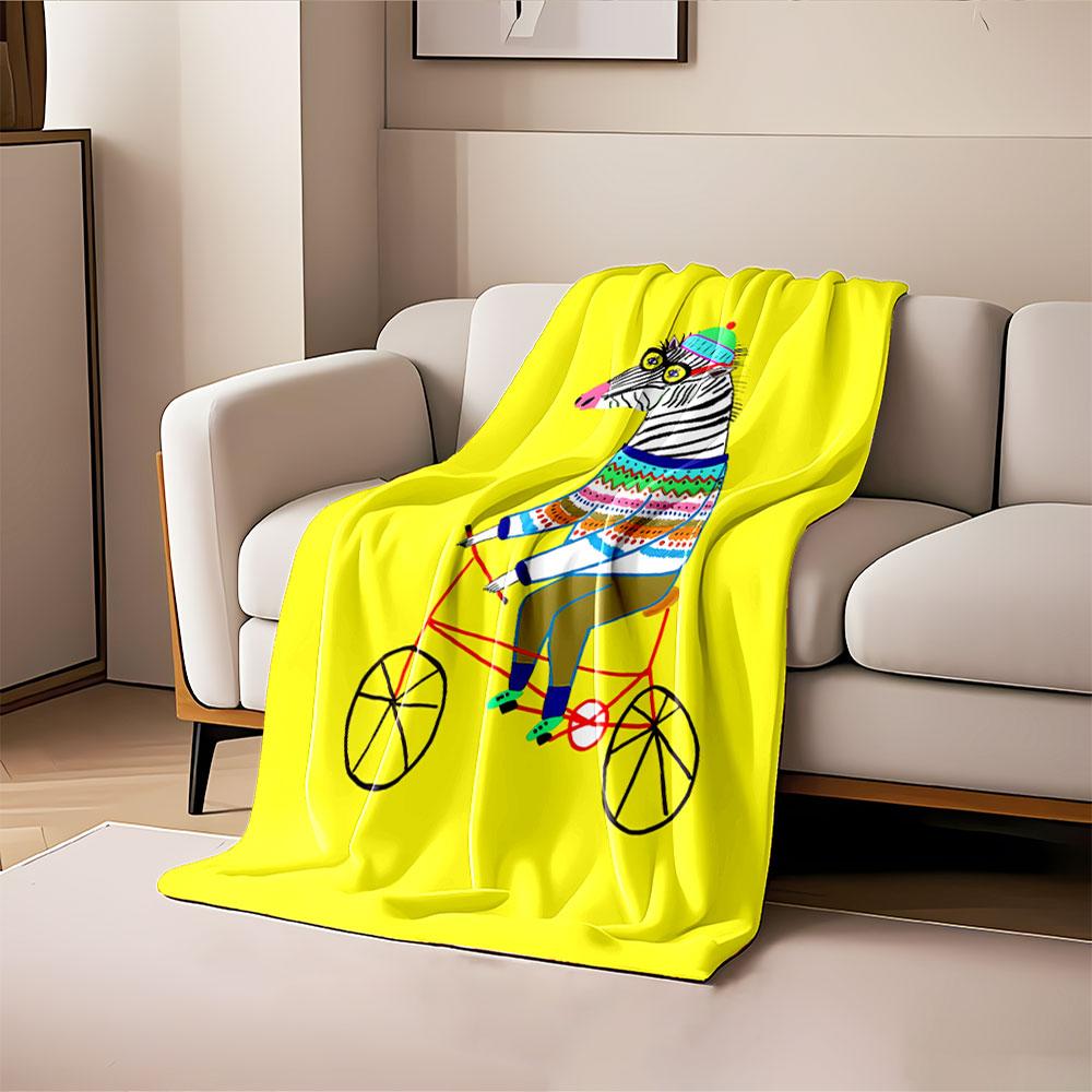 Zebra on Bicycle Blanket for all seasons blanket lunch break throw gift