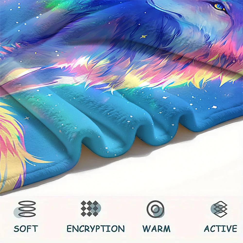 Dreamy Wolf Print Flannel Blanket, High quality Comfortable for All Seasons, Home Decor, Warmth and Comfort, Perfect for Christmas Gifts