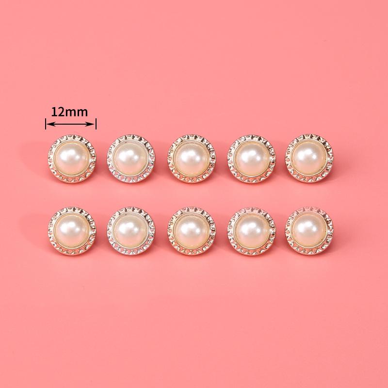 Pearl Button Versatile Round Shirt Button Top Cardigan Shirt Delicate Button Women'S Clothing Decoration