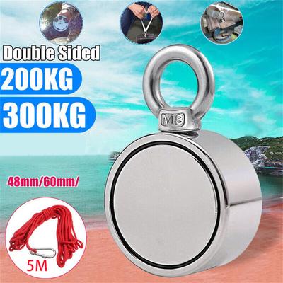 200KG Double Side Neodymium Metal Magnet Detector Fishing Kit+10M Rope