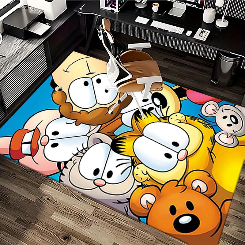 1pc Garfield & Friends Anime Cartoon Design Office Chair Mat - Non-Slip Carpet for Home Decor, Seasonal Gift, Suitable for Office, Living Room, Bedroo