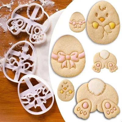 Matriță Embosser Brioșă Ou de Paște Desen Animat Formă Iepuraș Pui Set Matrițe Tăiere Fondant Glazură Biscuiți Instrument Decorare Tort Copt