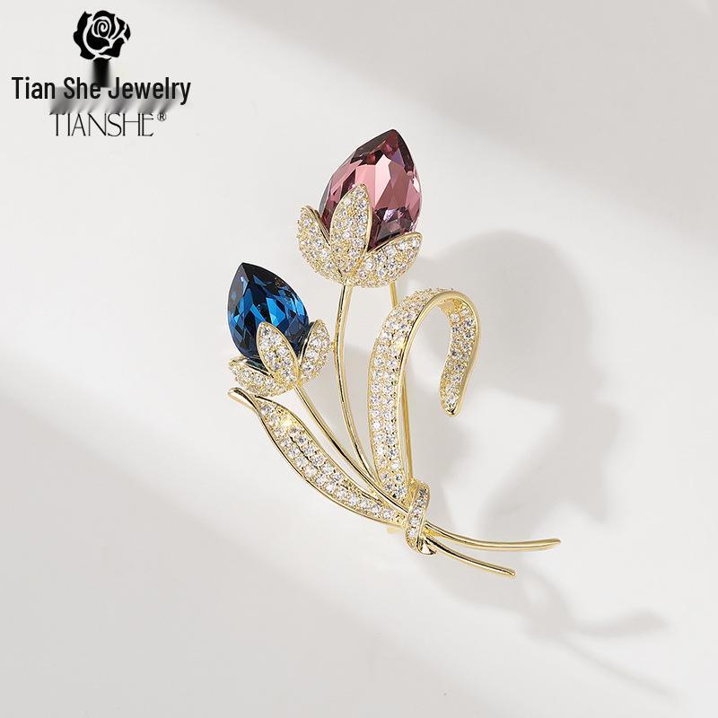 

Tian She Jewelry Tulip Crystal Brooch: High-End, Unique Design