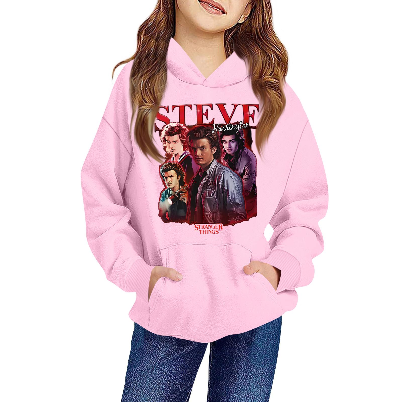 

Детский пуловер с длинным рукавом, свободного кроя, с принтом букв, капюшоном на шнурке 130 розовый