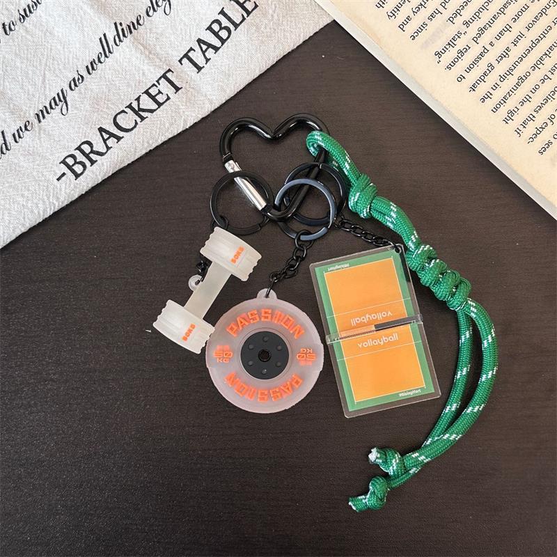 Creative Mini Barbell Plates Keychain Pendant Rectangular Buckle Kettlebells Simulation Dumbbells Sporty Style Keyring Bag Charm