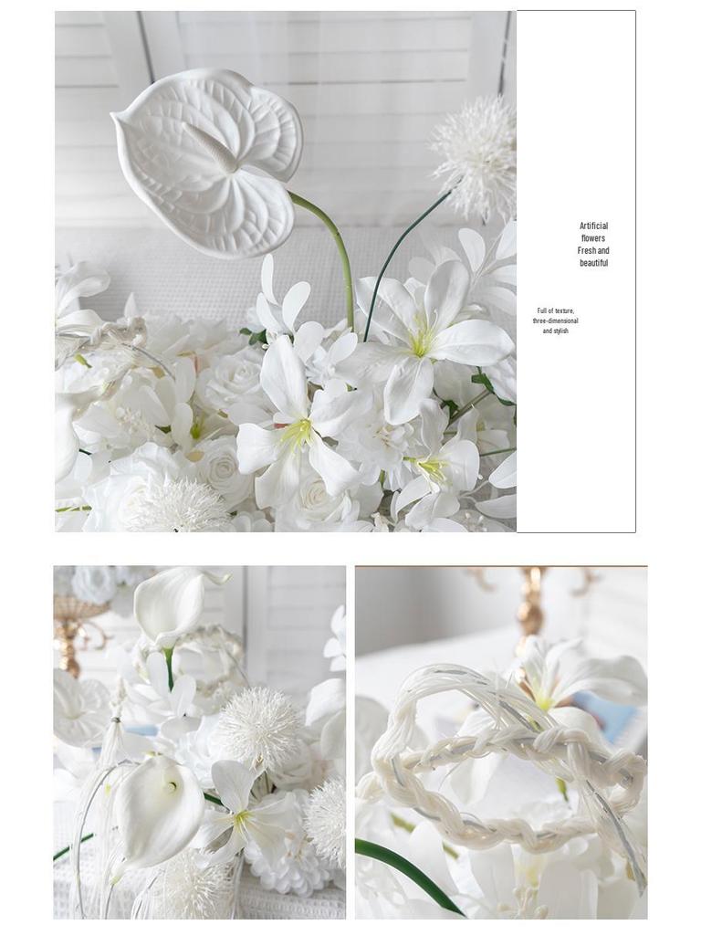 Individuell gefertigtes weißes europäisches florales Tafelaufsatz für Hochzeiten