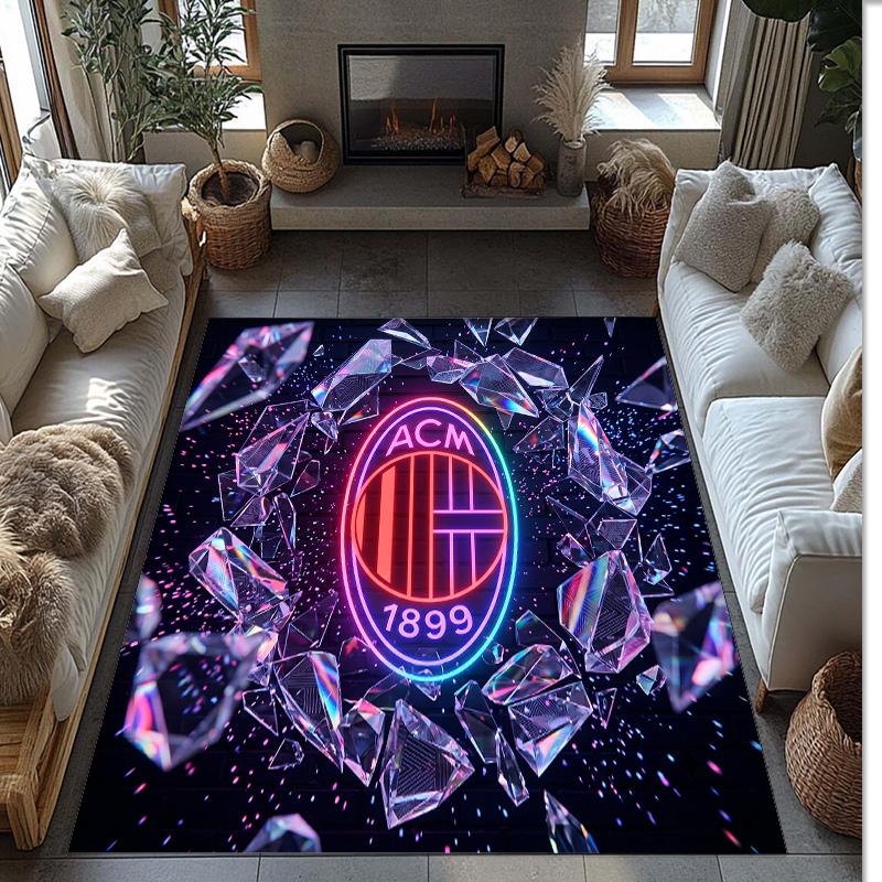 AC Milan Printed Flannel Area Rug Non Slip Soft Polyester Floor Carpet Indoor Decor Mat for Bedroom Living Room Sofa Game Room Home Decoration