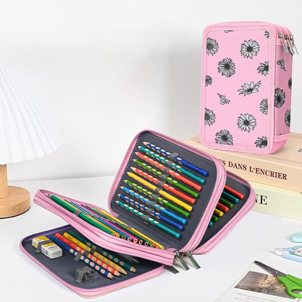 Large Capacity Oxford Fabric Pencil Case for Colored Pencils & Art Supplies - Student Art Storage Organizer Pouch Bag