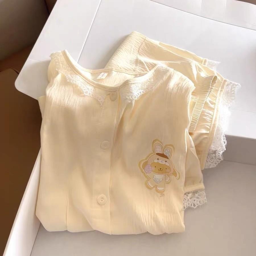 Princess style pudding dog pajamas women's summer lace short-sleeved shorts set girl ins style loungewear