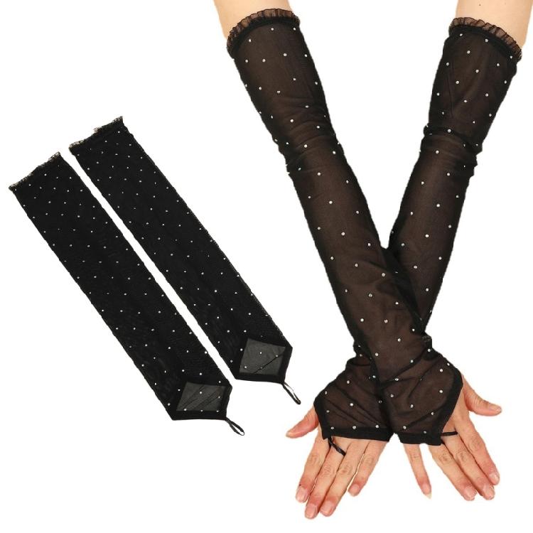 Abendkleidhandschuhe für Damen Damen Fingerlose Handschuhe Abschlussbälle Strass besetzt