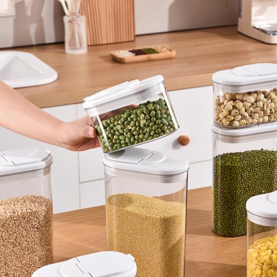 Airtight Food Storage Container Clear Plastic Container with Flip-Top Lids for Kitchen Pantry Organization Dry Food Storage Jar for Sugar Flour
