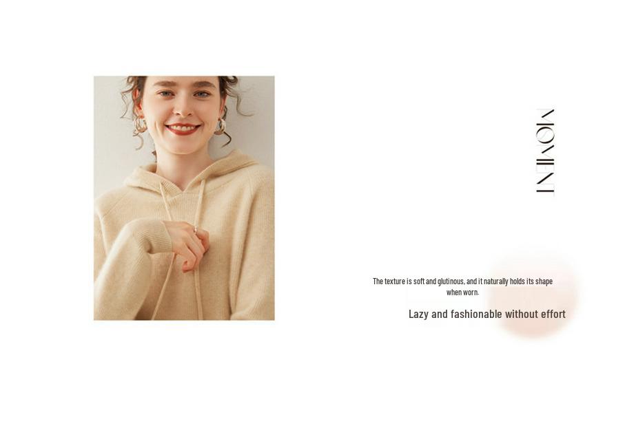 Women's Cashmere Yuanbao Stitch Hoodie - Loose Fit, Thick Knit, Age-Reducing, Casual for Autumn and Winter