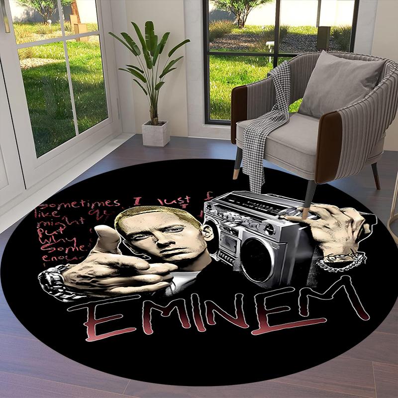 Eminem Round Area Rug,Carpet Rug for Living Room Bedroom Sofa Playroom Decor,Non-slip Floor Mat
