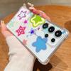 S25 Ultra Case Colorful Stars Graffiti Pattern Cover For Samsung Galaxy S25 Edge S24 Ultra S23 S22 Plus S21 FE Capa Funda