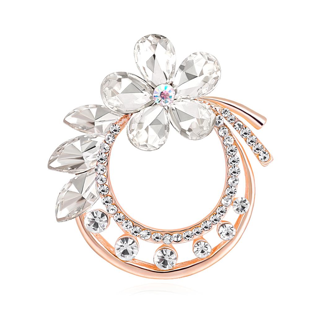 Women Delicate Flower Brooch Fashionable Elegant Scarf Buckle Decoration