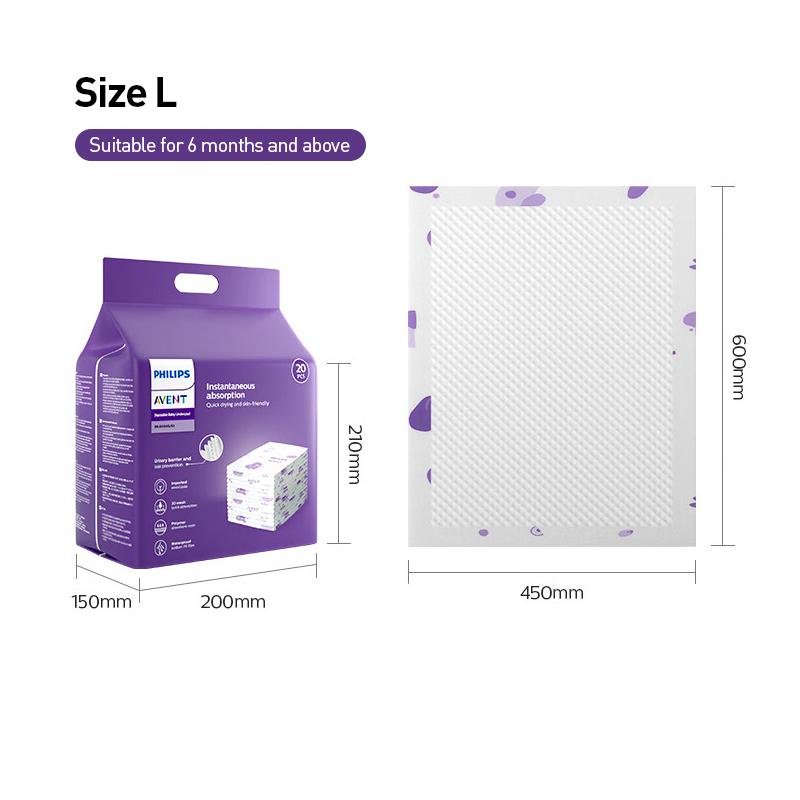 Philips Avent Disposable Baby Care Mat Diaper Pad Soft On Skin M/L 20pcs/pack