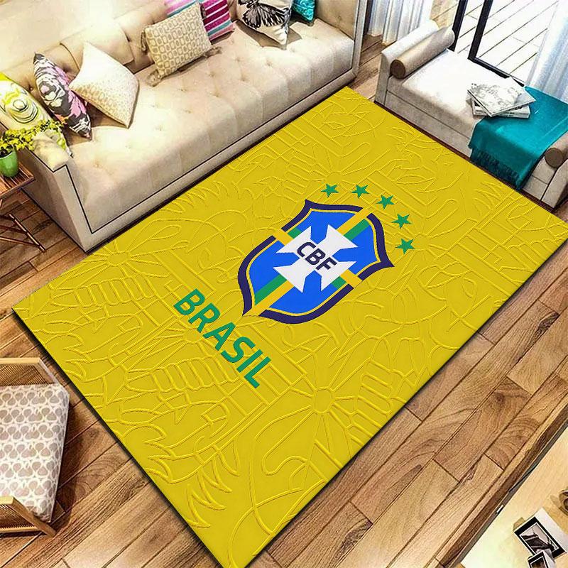 Brazil National Football Team Carpet Rug for Living Room Bedroom Home Sofa Decoration,Kids play Non-slip Floor Mat