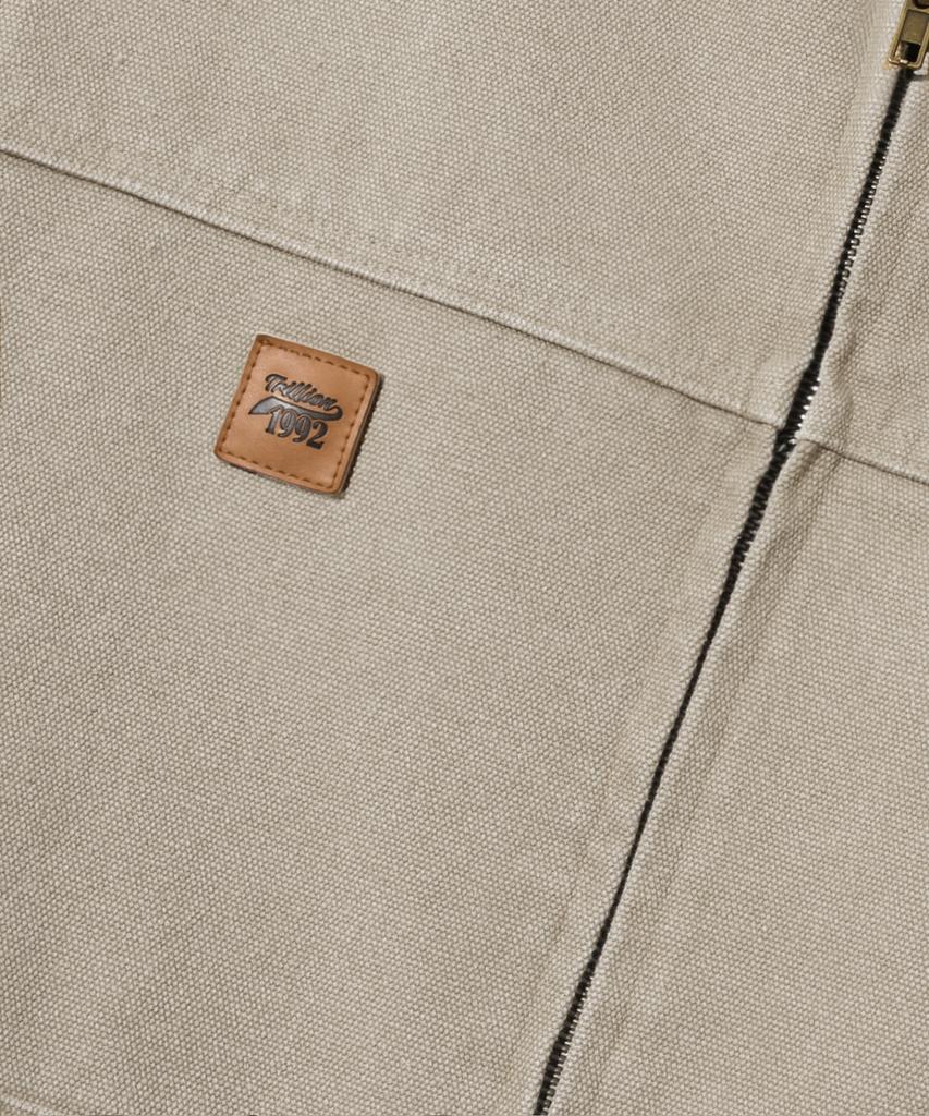 Trillion Vintage Washed Canvas Work Zip-Up Hoodie [Cream]