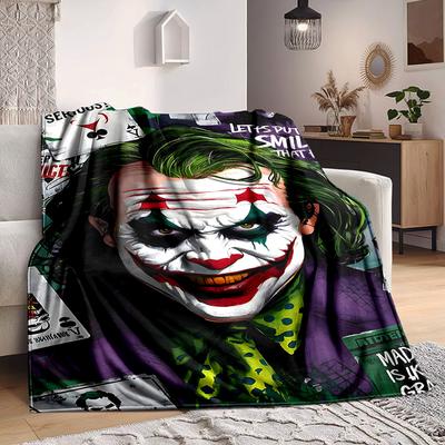 1pc Joker Clown Flannel Throw Blanket Lightweight Soft Warm All Season Blanket for Sofa, Bed, Travel, Camping L1024169