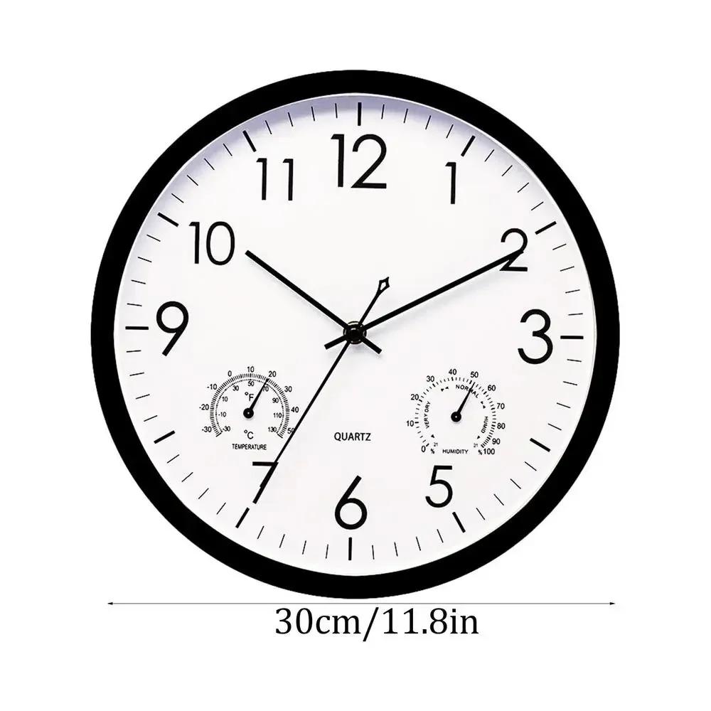 

Outdoor Clocks Waterproof 12in Outdoor Clocks for Patio Silent QuartzWall Clock Waterproof Outdoor Weather Station Clocks чорний