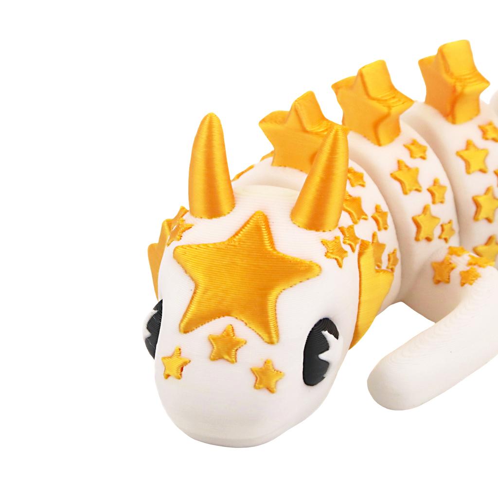 3D Printed Dragon With Stars, Creative Multi-Color Dragon Model, Joints Movable, Desktop Decoration