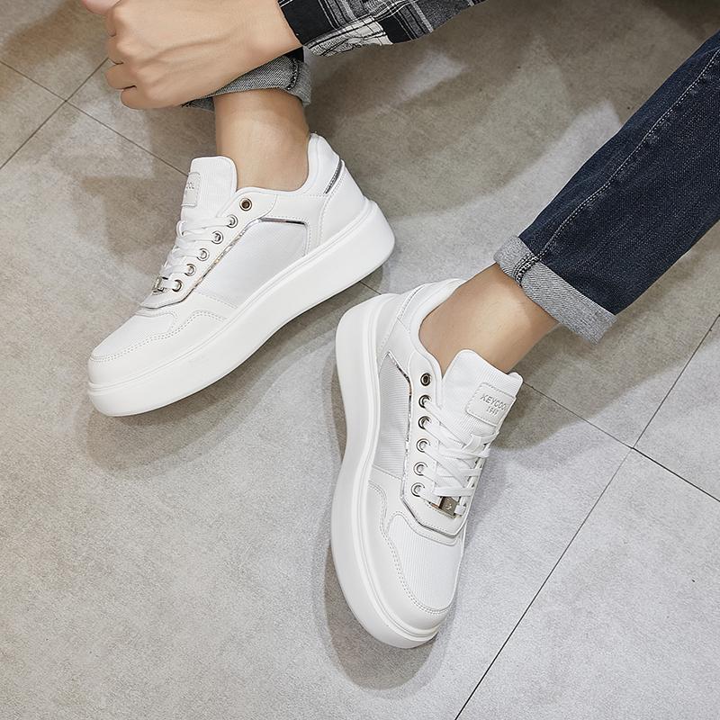 TUINANLE Skateboard Shoes Men Flat Leather Men's Casual Sneakers Comfortable Low-top Sneakers Both Unisex White Black