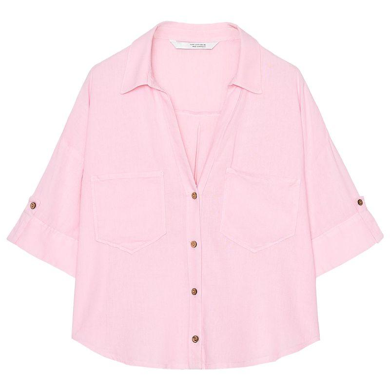 Zaprha 2025 New Arrival French Style Temperament Linen Blended Lapel T-shirt Shory Style Casual Shirt Female 2187813