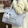 Chic Nylon Tote Bag for Women Lightweight, Large Capacity, Casual Korean-Style Fitness & Travel Shoulder Bag with Zipper