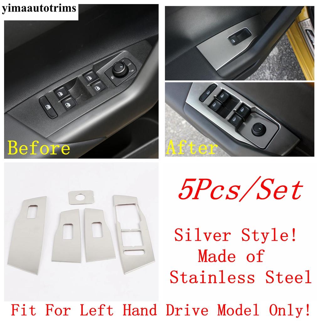 Car Armrest Window Lift Button Switch Panel Cover Trim For VW Volkswagen Polo  -  ABS / Stainless Steel Accessories Silver Color