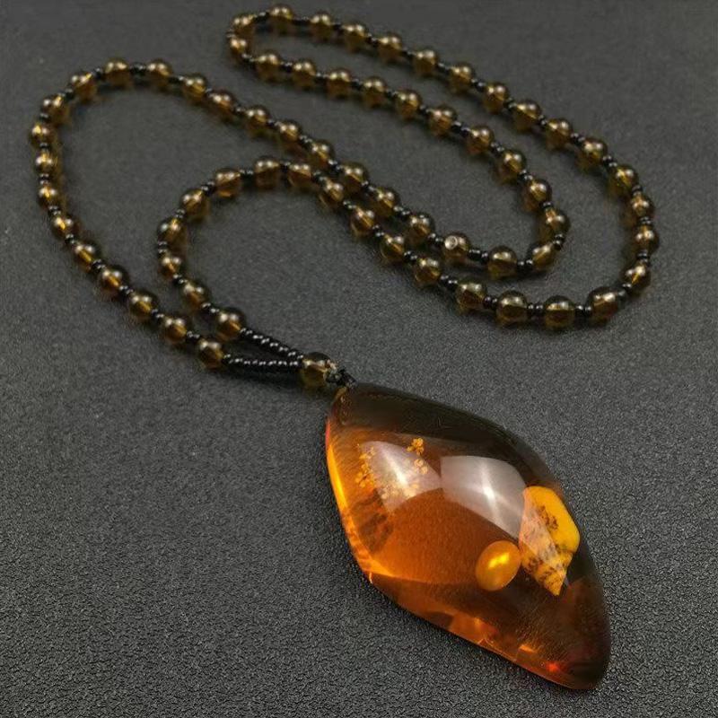

1 шт. Янтарная подвеска Винтажная подвеска Орнамент Элегантная смола Модные аксессуары Ожерелье из бусин Дизайн ракушек с цветочным F